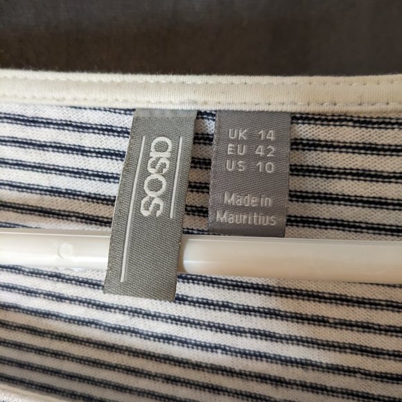 ASOS Boat Neck Long Sleeve Striped French Top (Size: Medium to Large, US10) - Picture 5 of 5